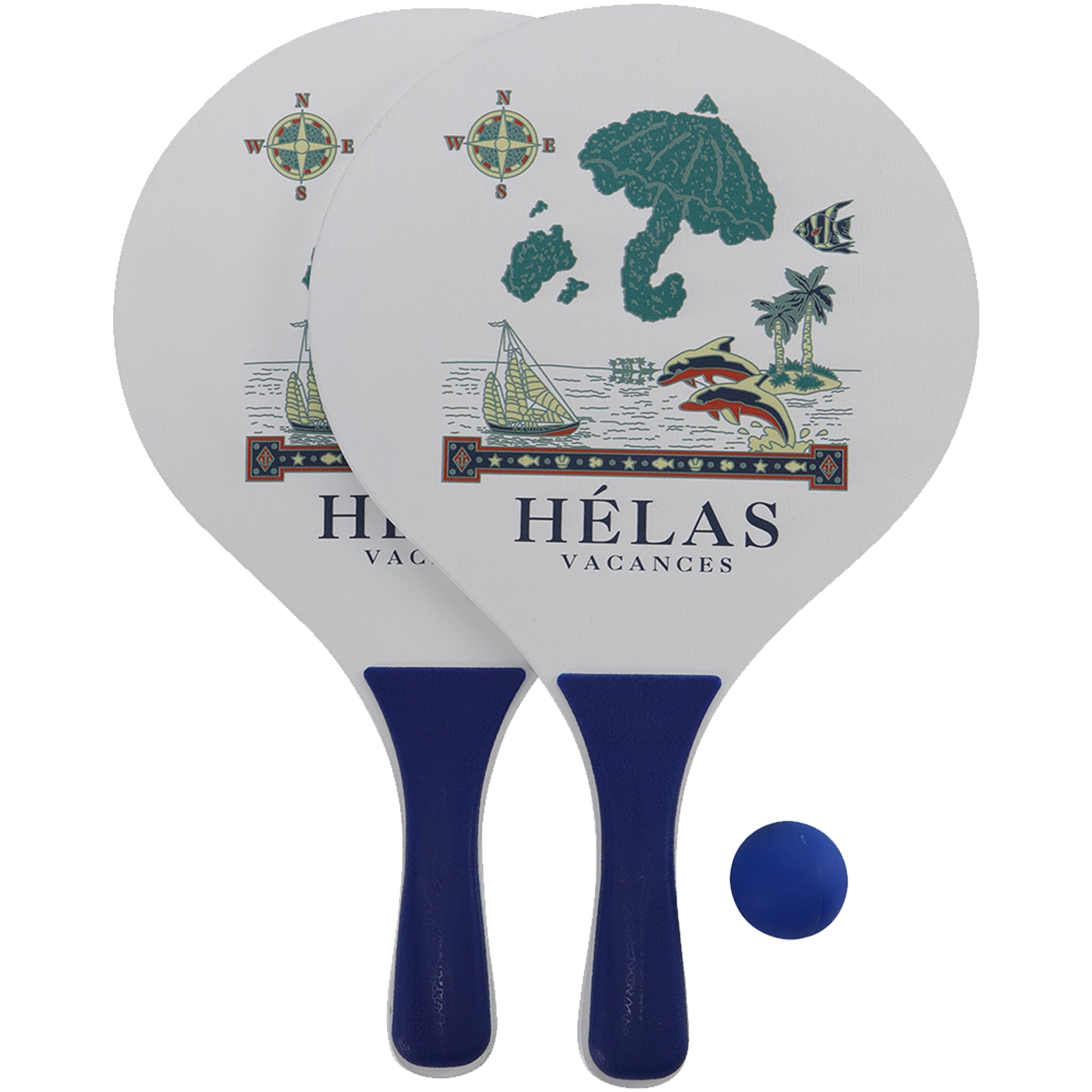 Hélas Vacances Racket Paddle Ball Set White