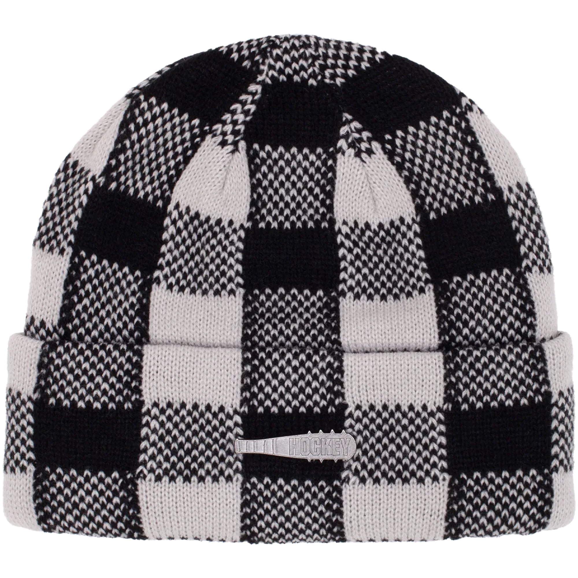 Hockey Plaid Beanie Dark Grey