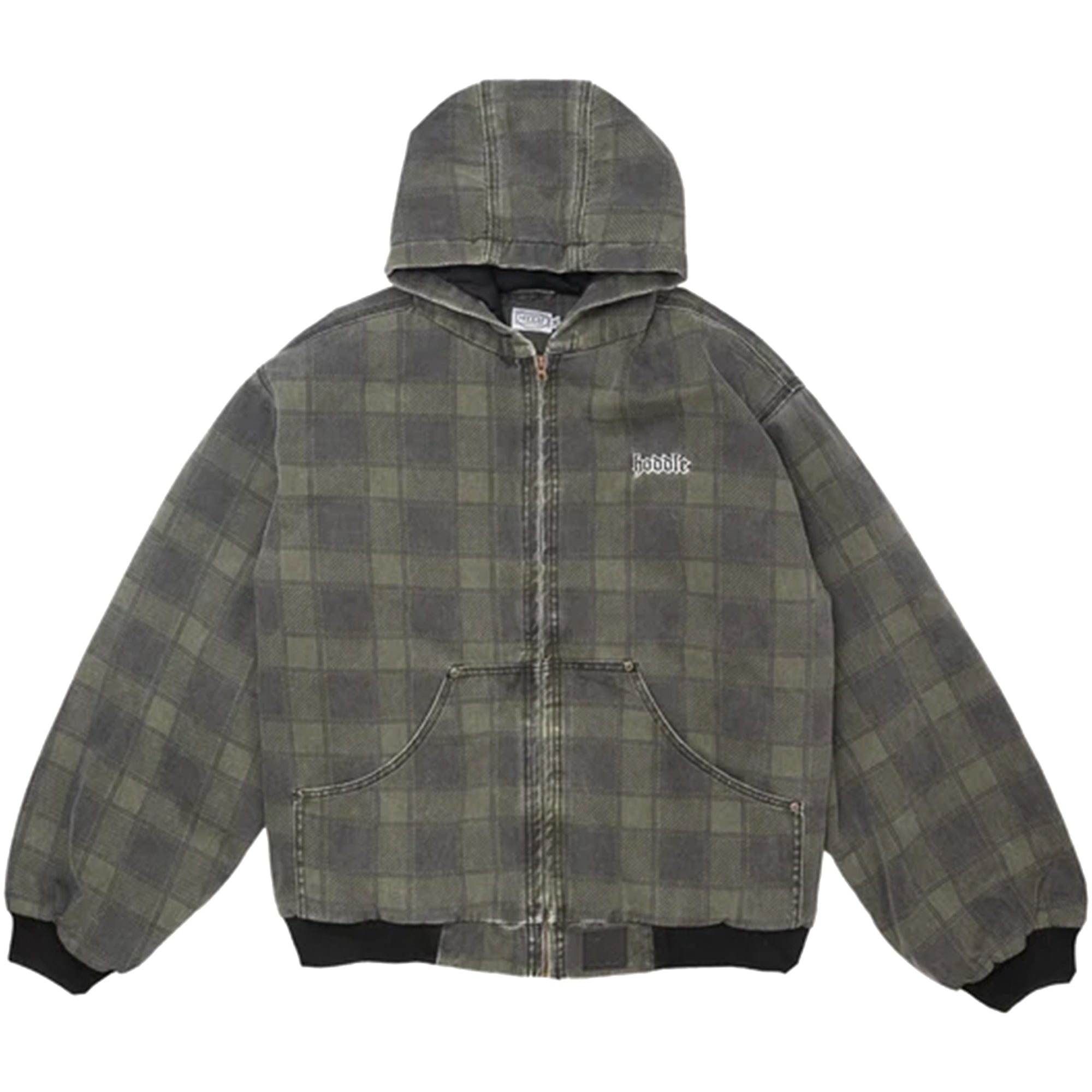 Hoddle Hooded Quilted Denim Jacket Plaid