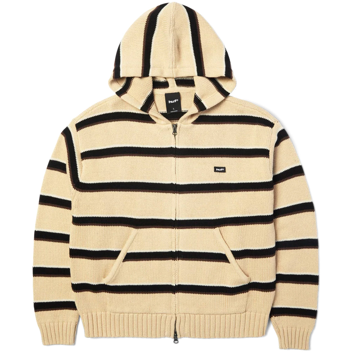 HUF Banks Full Zip Striped Hoodie Tan