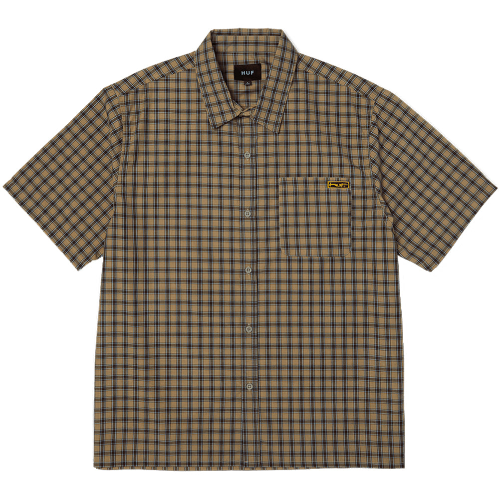 HUF Stretch Micro Plaid Shirt Clay
