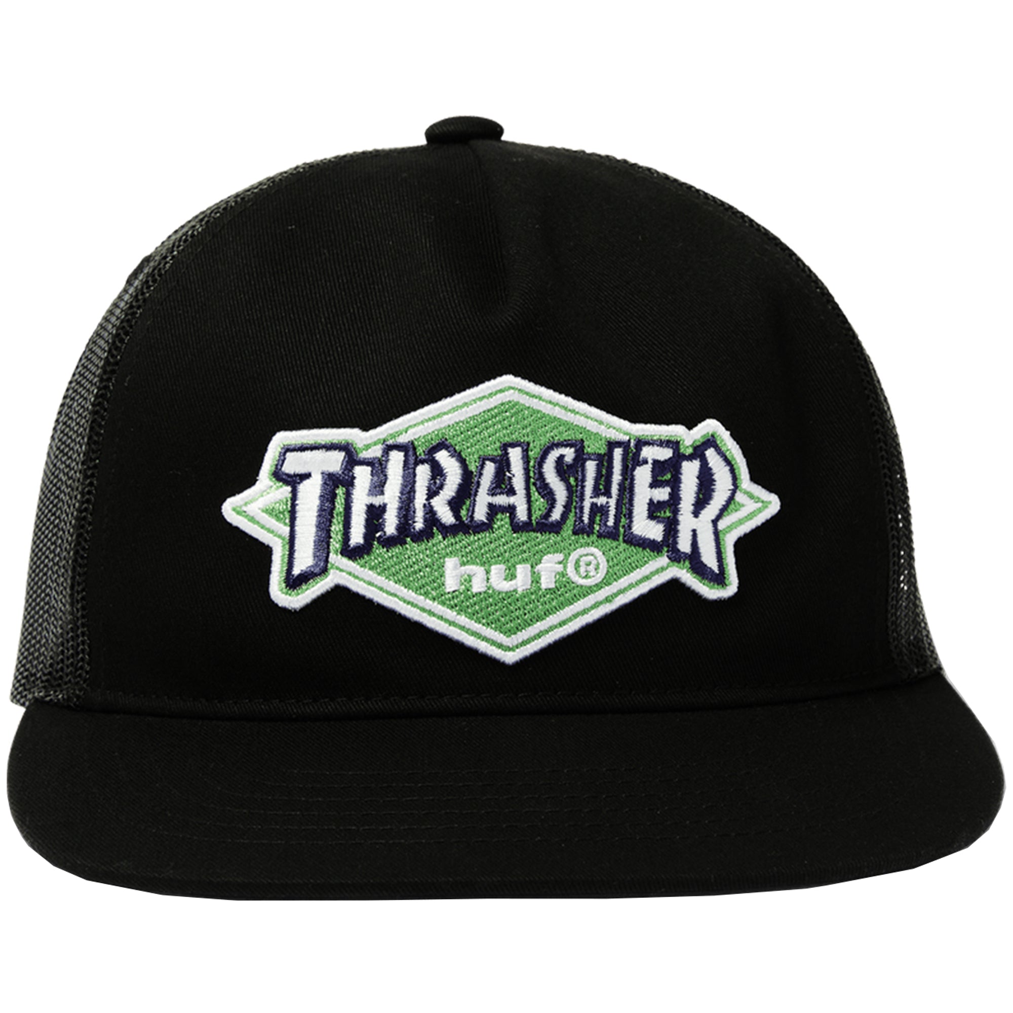 HUF x Thrasher Logo Twill Trucker Black
