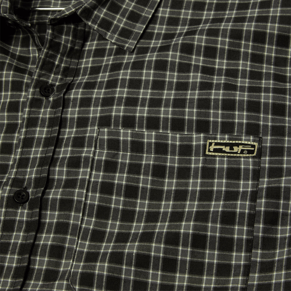 HUF Stretch Micro Plaid Shirt Black