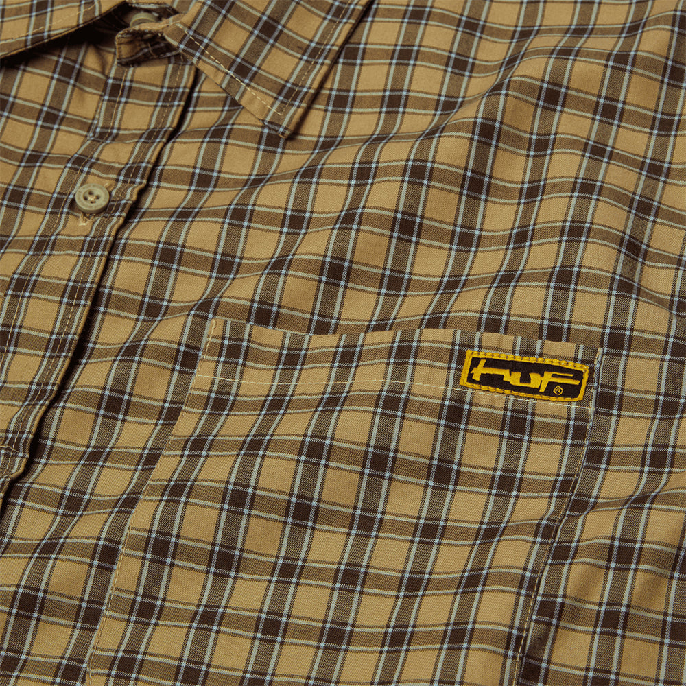 HUF Stretch Micro Plaid Shirt Clay