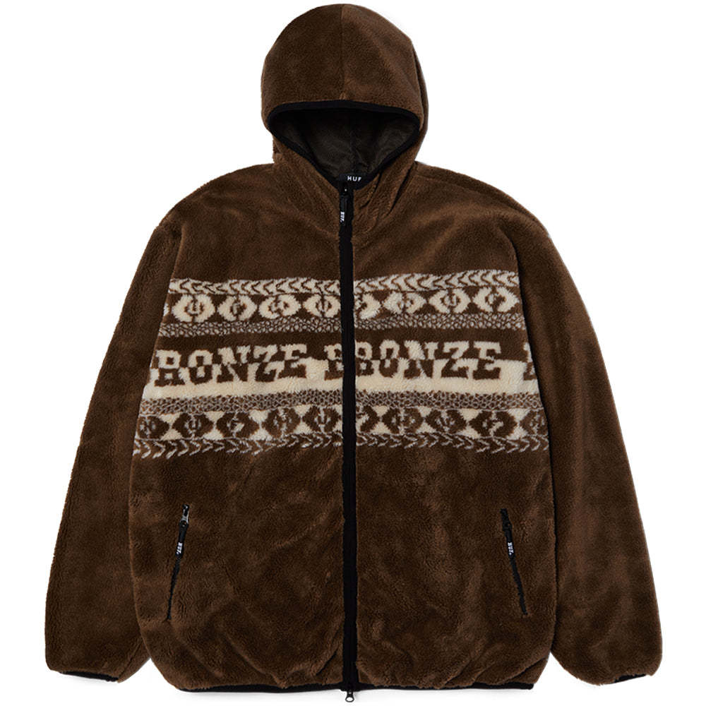 HUF x Bronze 56K High Pile Full Zip Fleece Brown