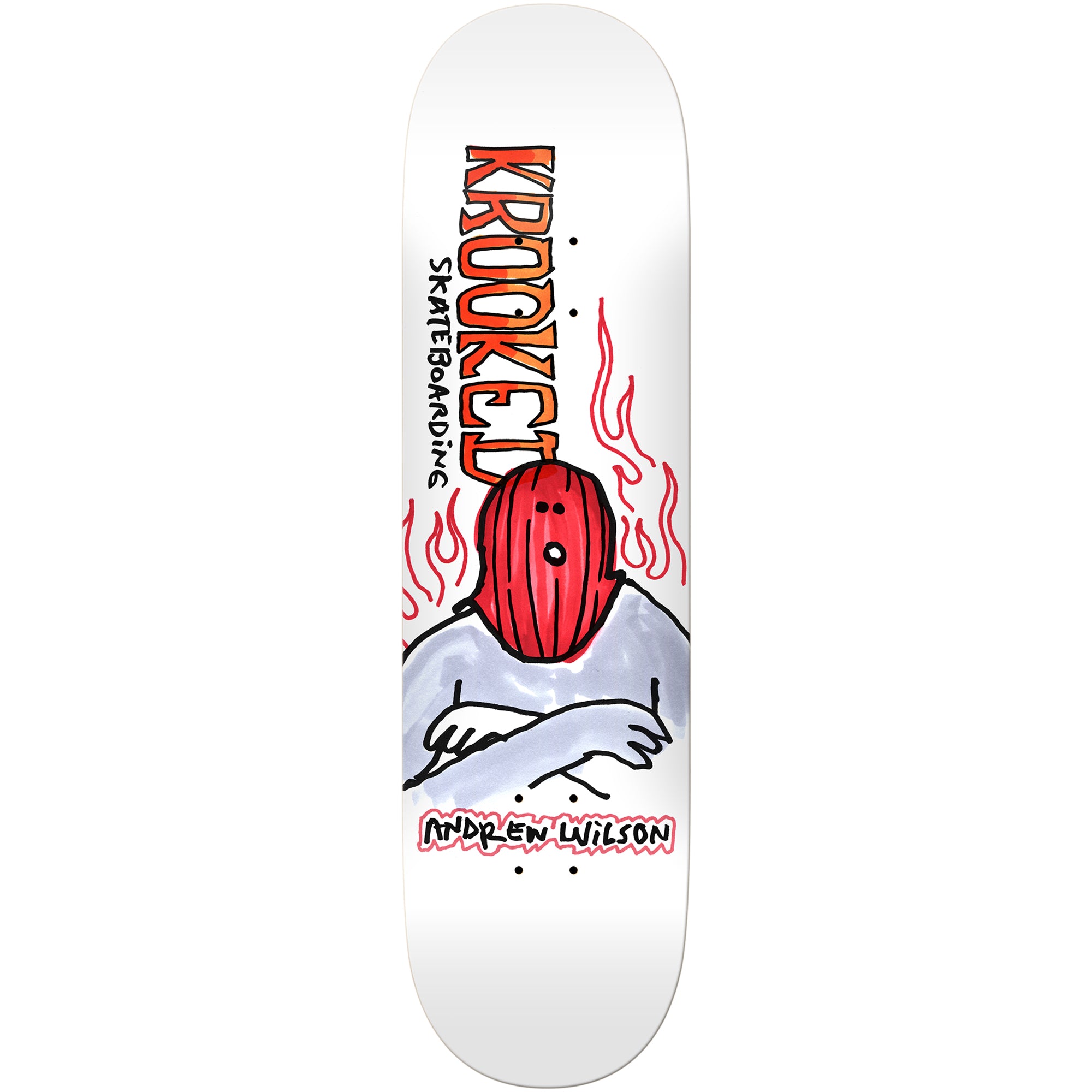 Krooked Andrew Wilson Fire Mask Skateboard Deck 8.75"