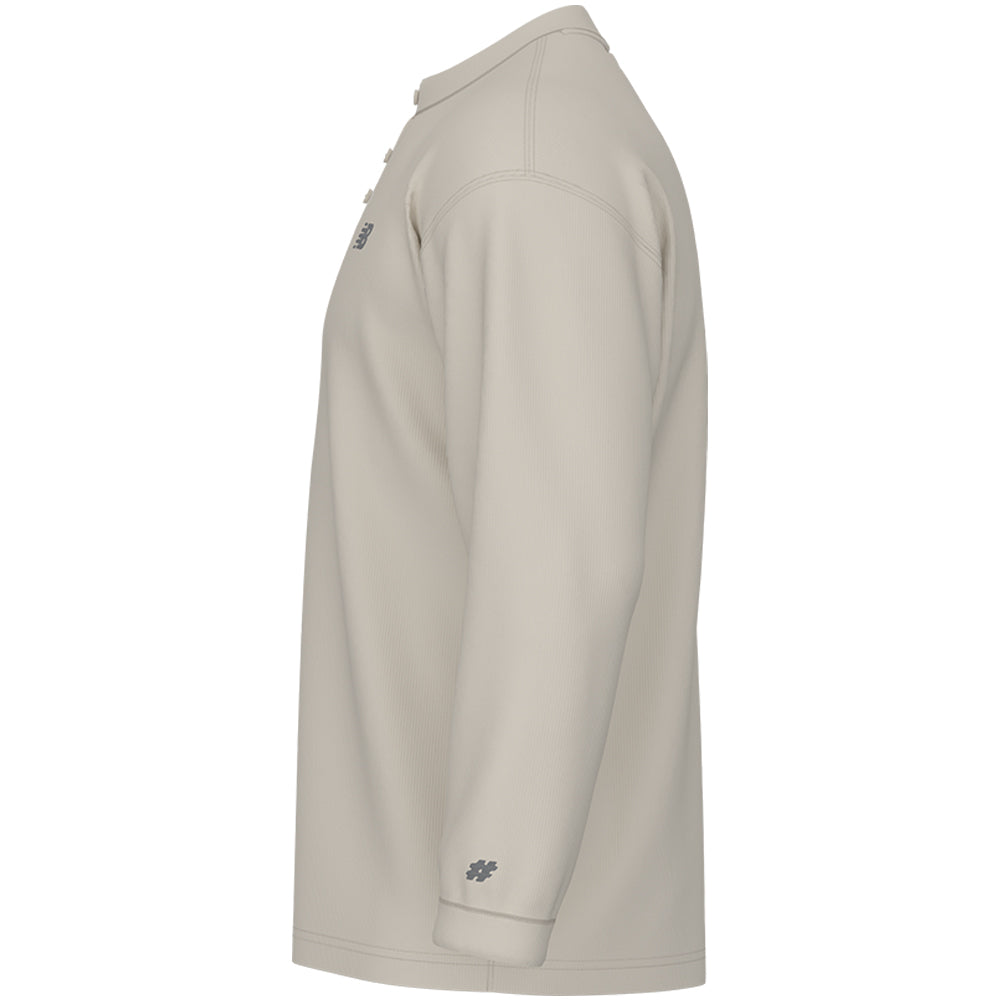 New Balance Numeric Waffle Knit Long Sleeve Henley Oatmeal