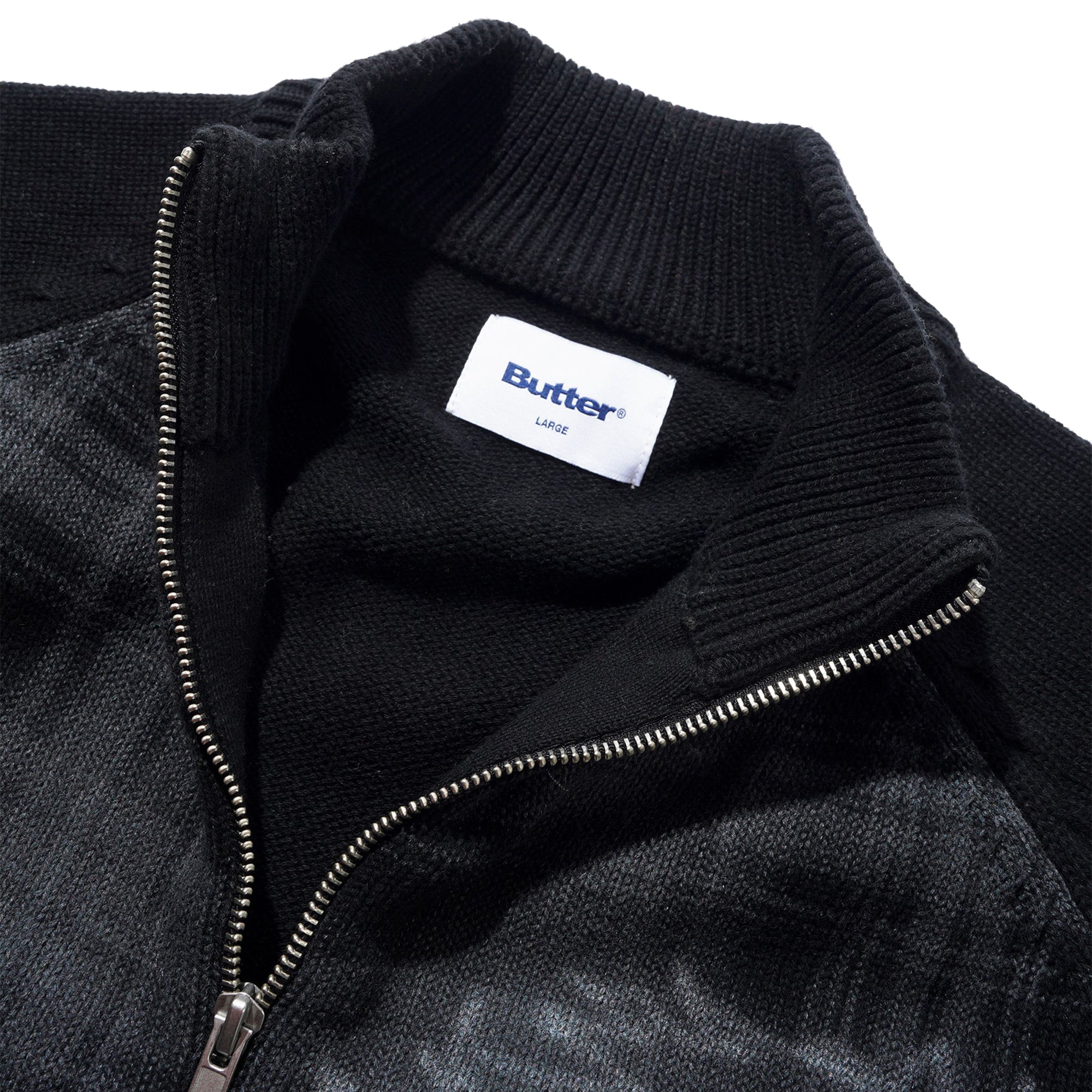 Butter Goods Mustang Zip-Thru Knit Sweater Black