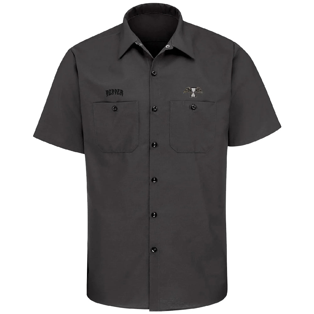 Pepper Andrew Allen button-Up Embroidered Workshirt Black