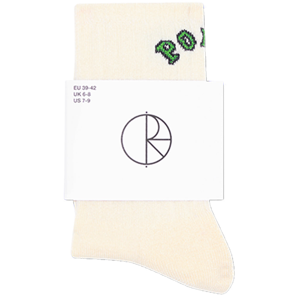 Polar Skate Co College Logo Large Rib Socks Cloud White