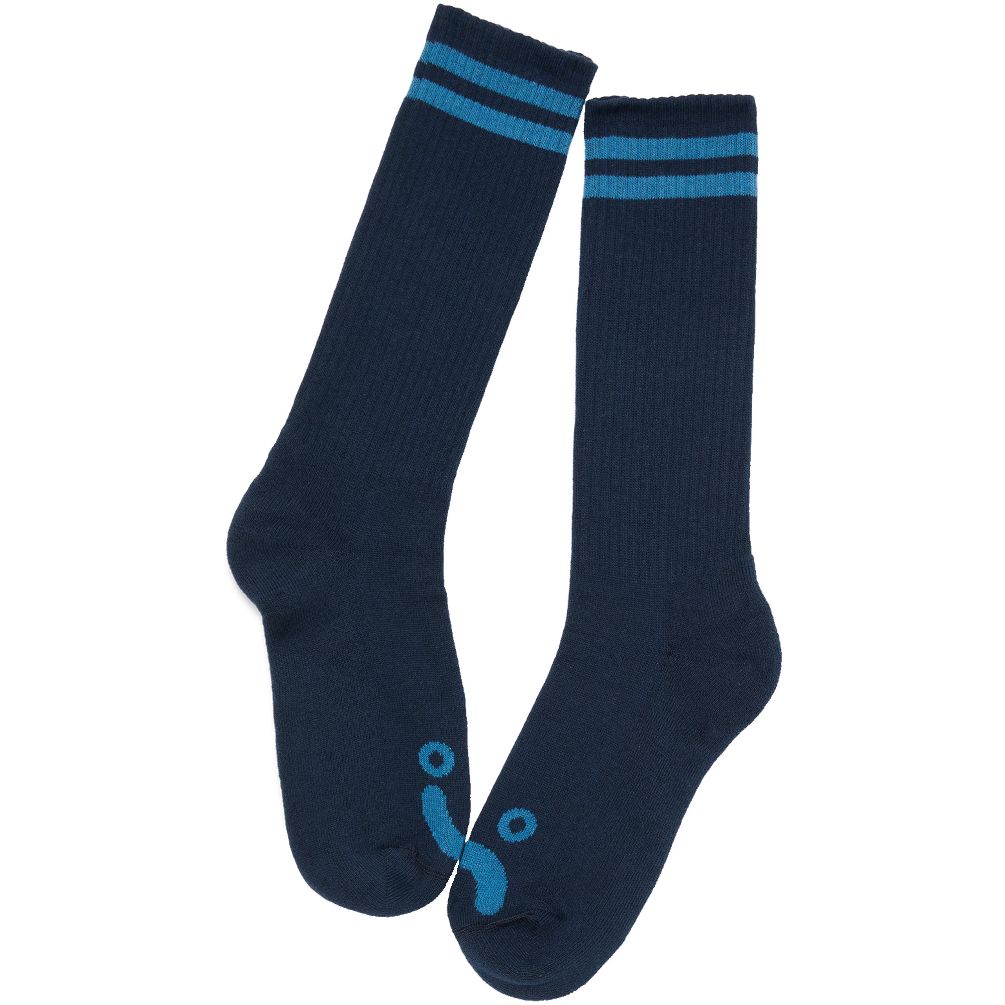 Polar Skate Co Long Rib Socks Happy Sad Dark Blue/Blue