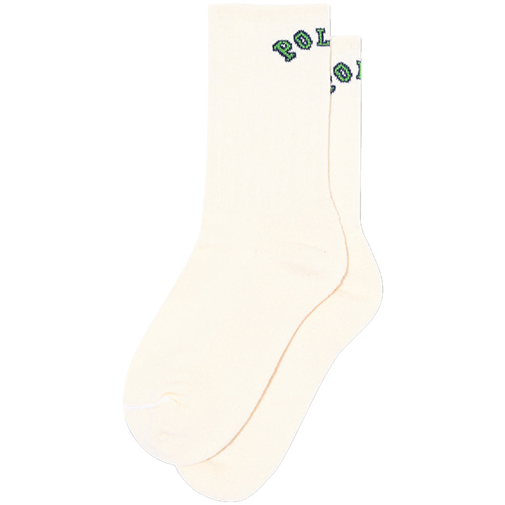 Polar Skate Co College Logo Large Rib Socks Cloud White