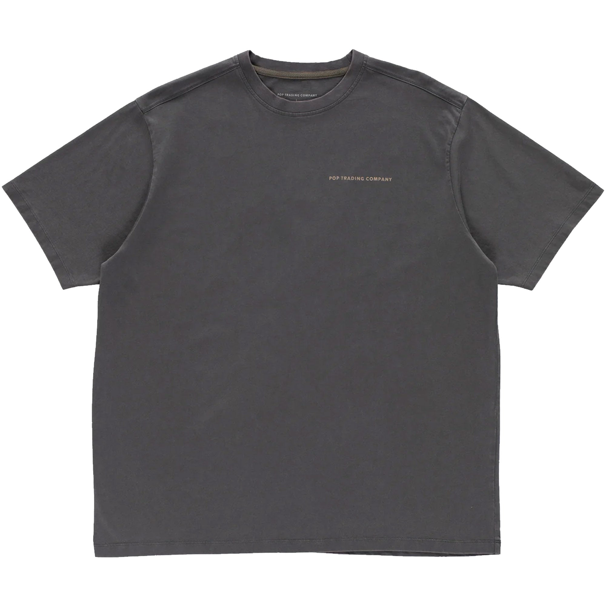 POP Trading Company Logo T-Shirt Washed Charcoal/White Pepper