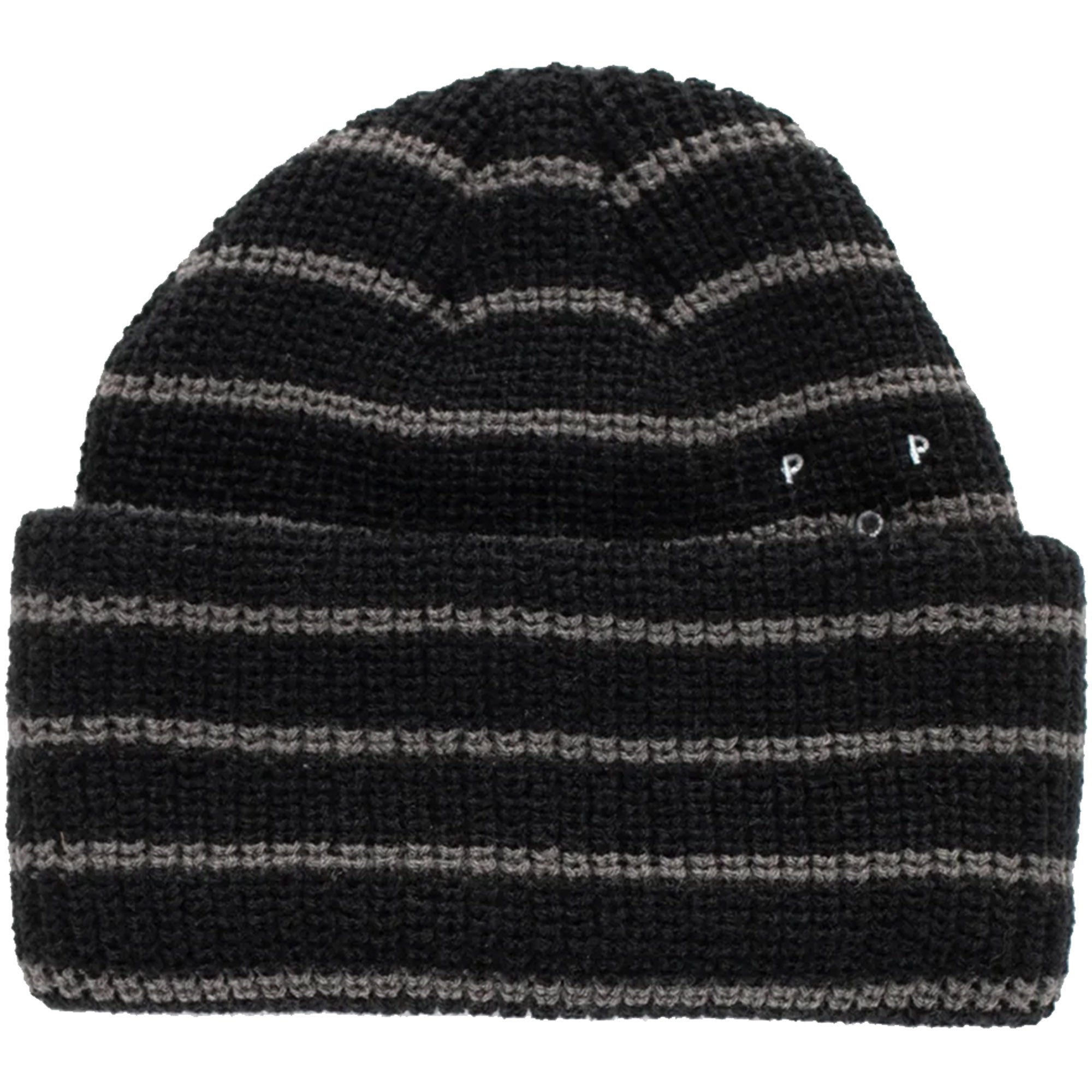 Pop Trading Company Striped Beanie Black/Charcoal