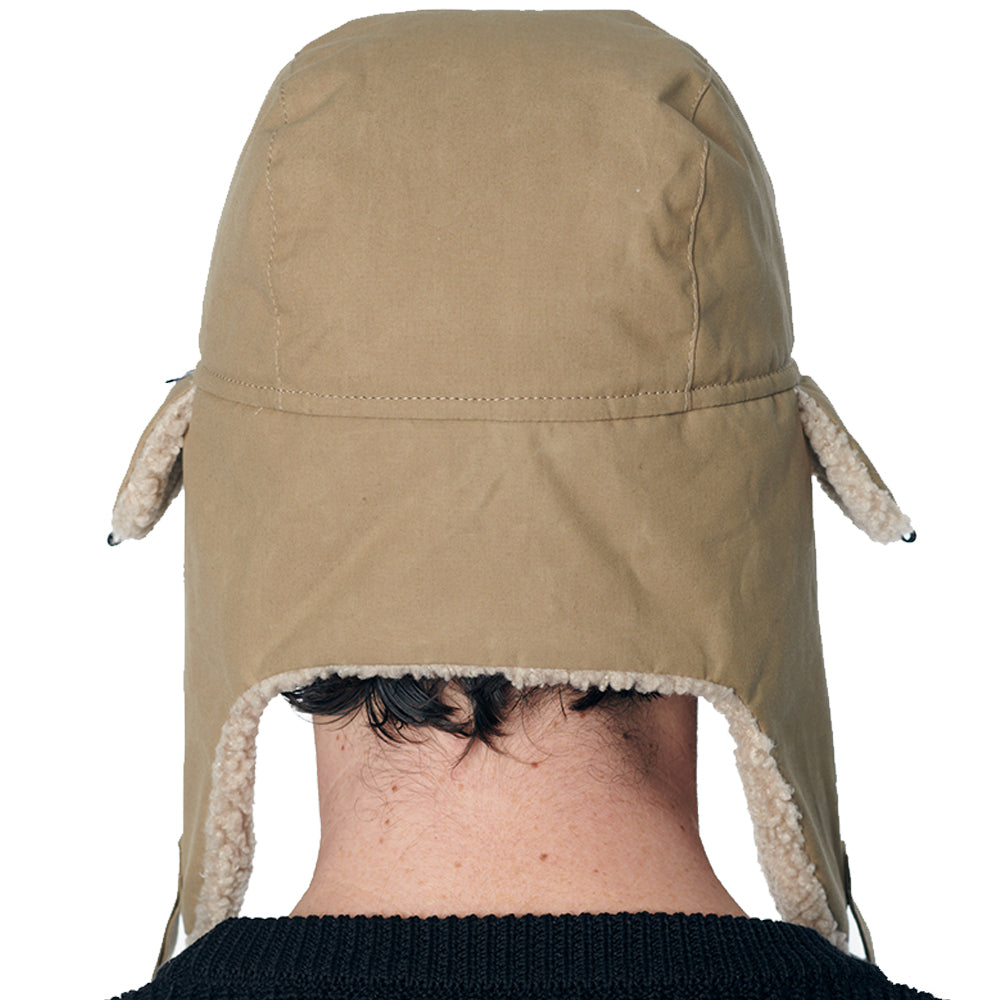 Rassvet Waxed Cotton Trapper Hat Woven Beige