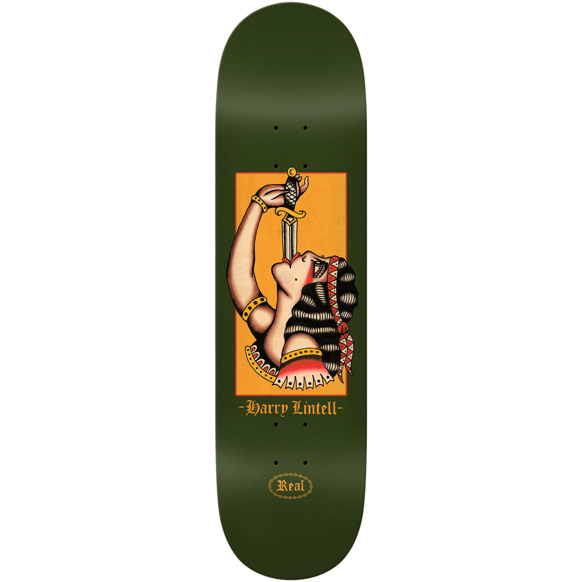 Real Harry Lintell Sword Swallower Skateboard Deck 8.38"