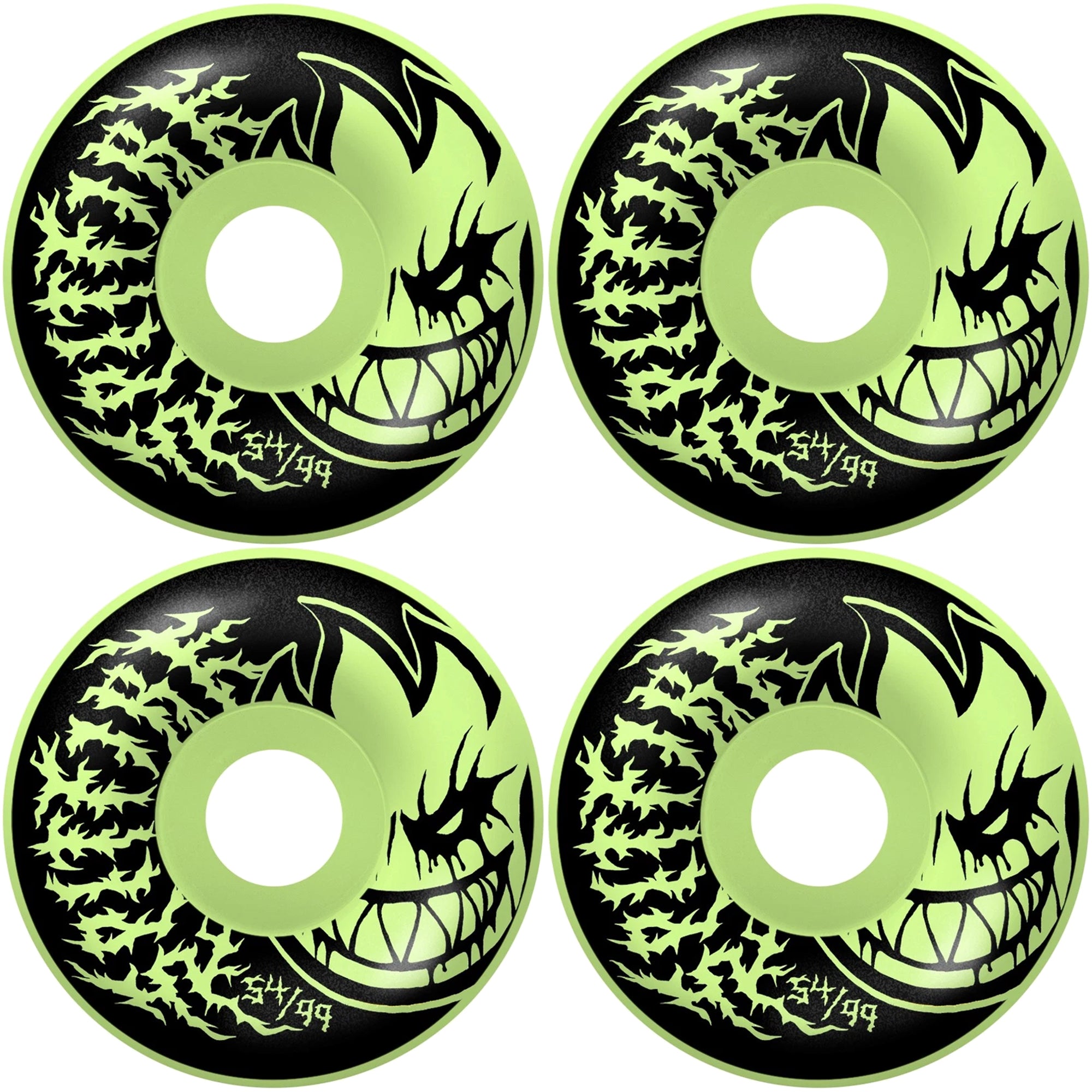 Spitfire F4 99 Deathmask II Bighead Radial Full Glow In The Dark Skateboard Wheels 54mm