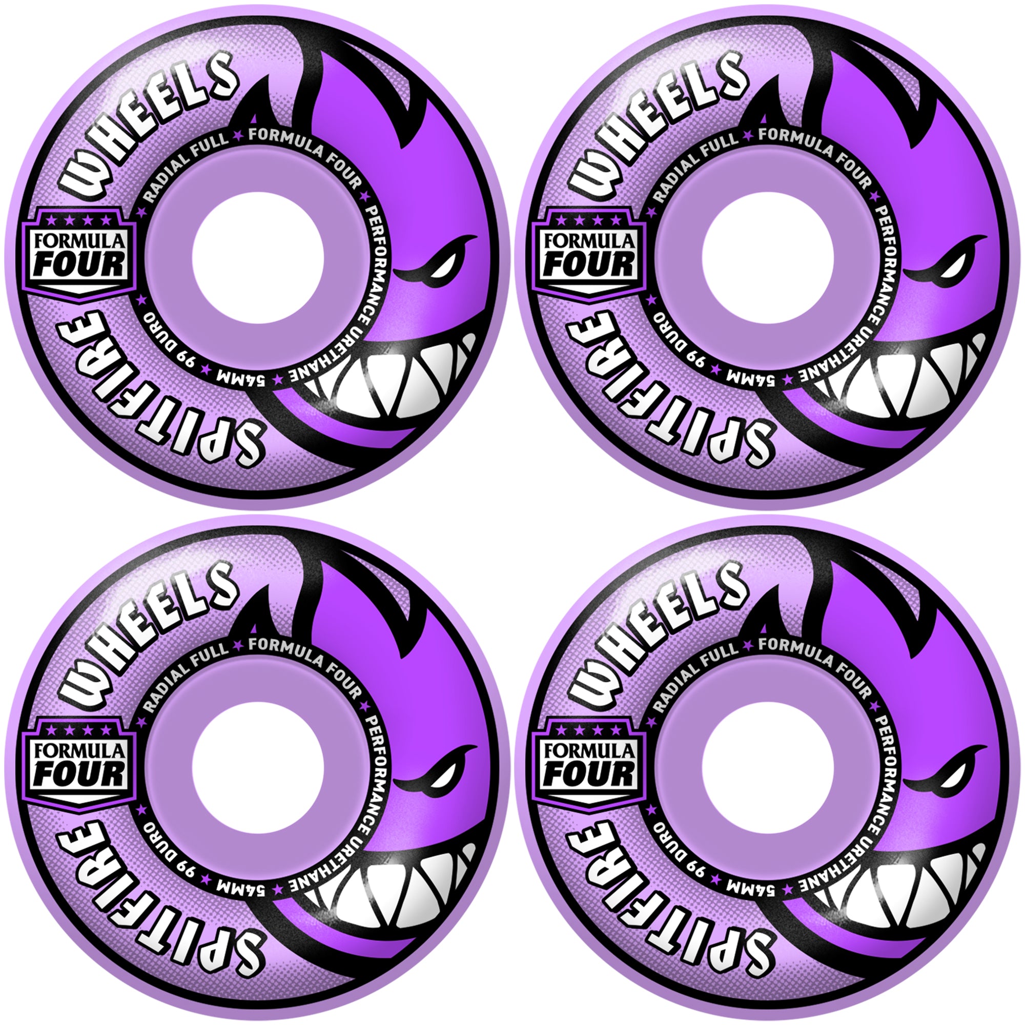 Spitfire Formula Four Radial Full Team Colours 99du Light Purple Skateboard Wheels 54mm