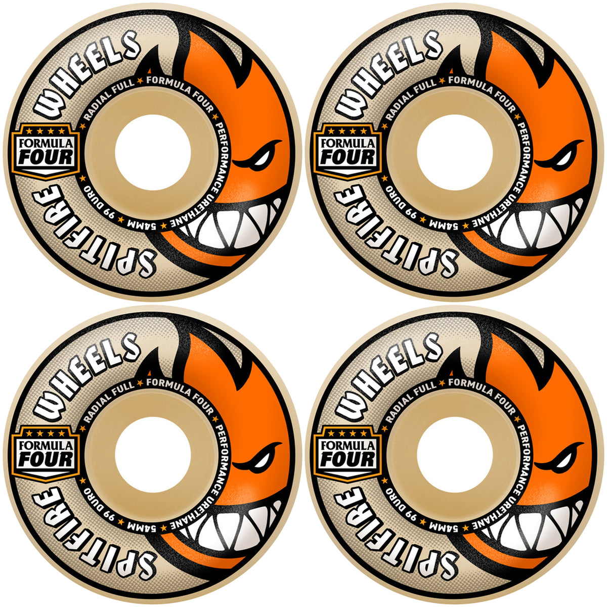 Spitfire F4 Radial Full Wheel 99DU Natural Skateboard Wheels 54mm 
