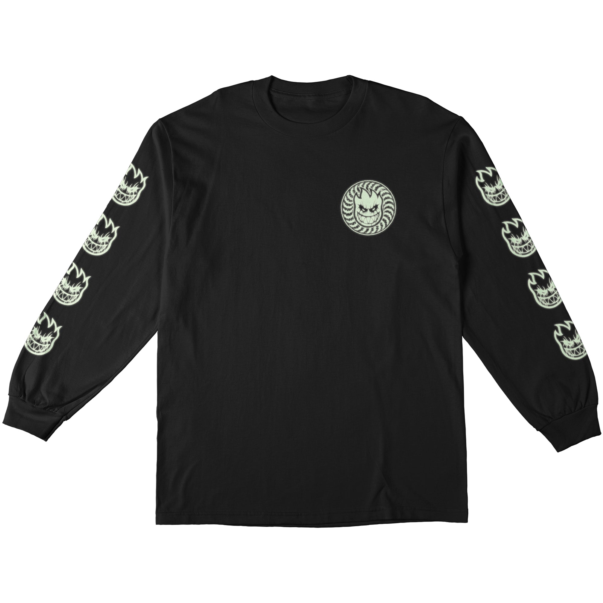 Spitfire Deathmask Classic Longsleeve Glow Print Tee Black