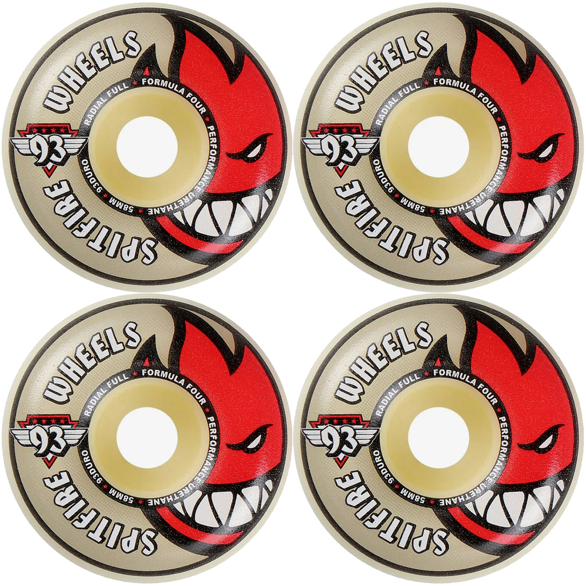 Spitfire Formula Four Radial Full 93du Skateboard Wheels 58mm