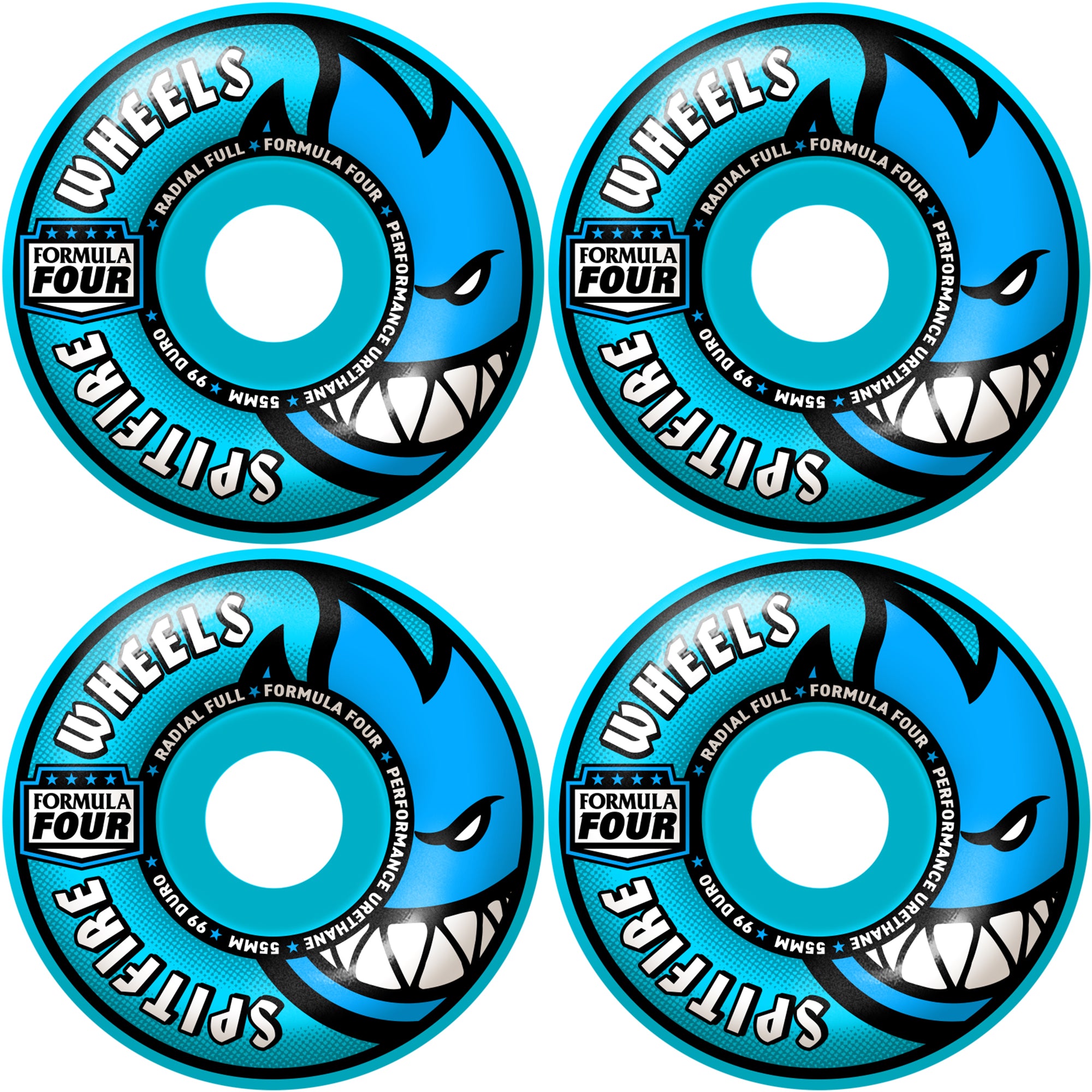 Spitfire Formula Four Radial Full Team Colours 99du Light Blue Skateboard Wheels 55mm