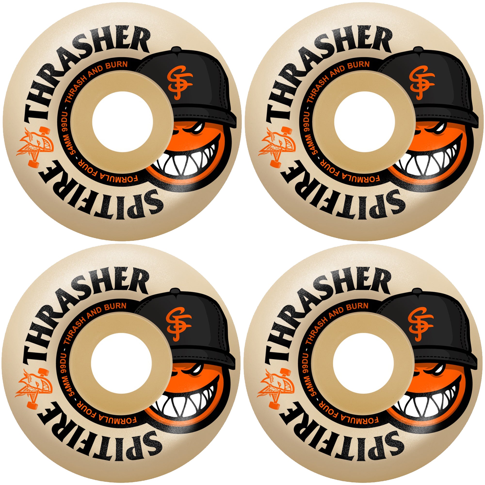 Spitfire x Thrasher The City Formula Four Radial Full 99DU Skateboard Wheels 54mm