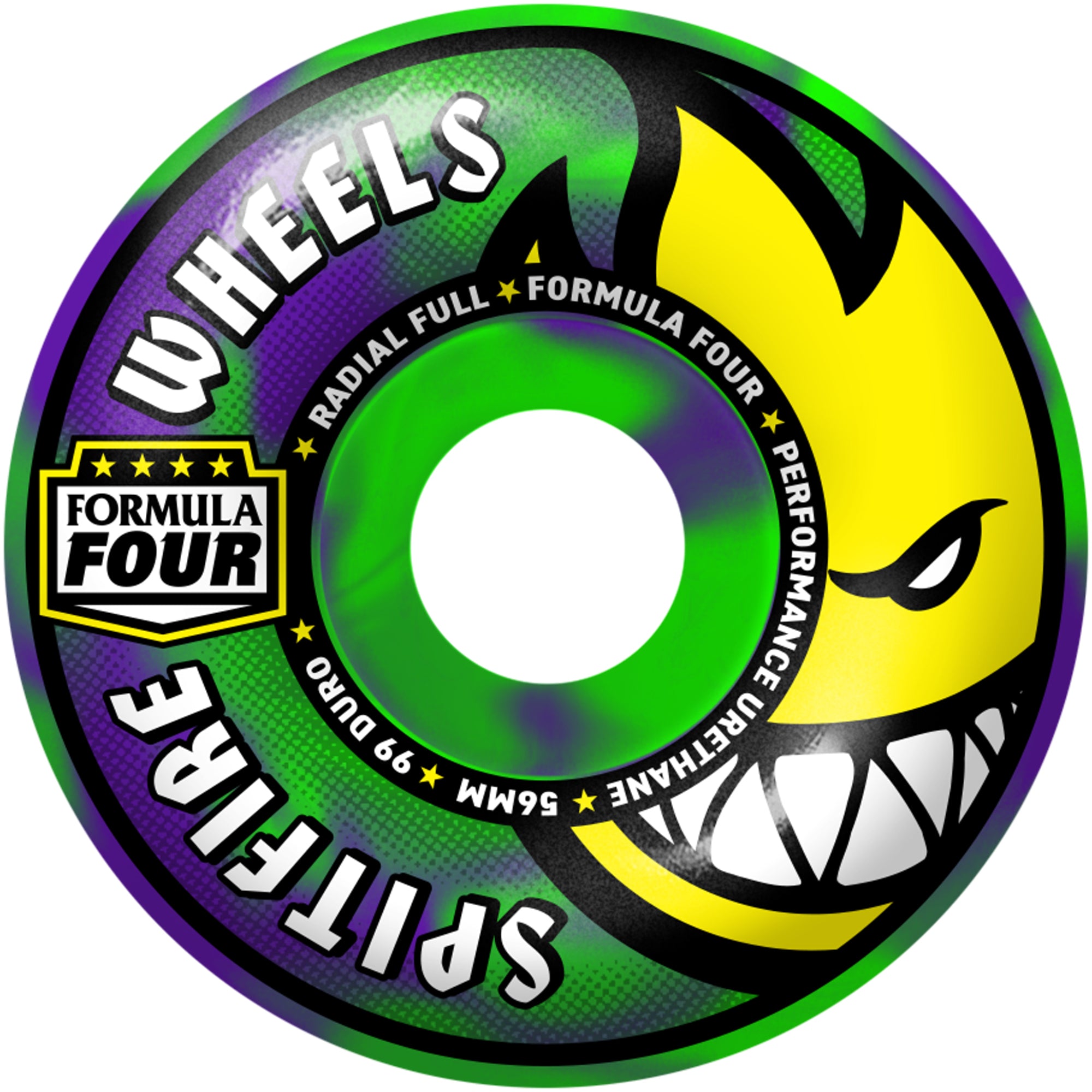 Spitfire Formula Four Radial Full Team Colours 99du Neon Green/Purple Skateboard Wheels 56mm