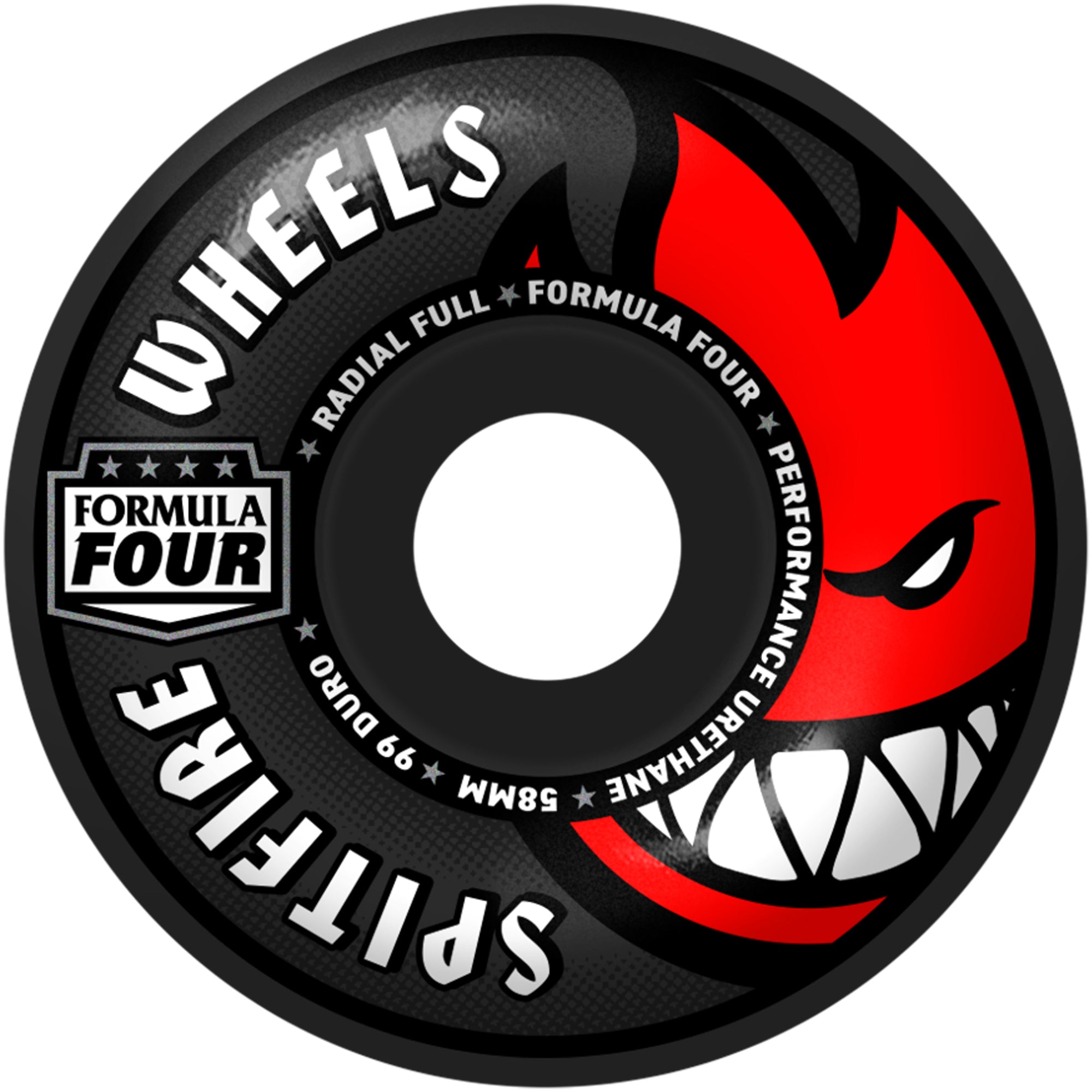 Spitfire Formula Four Radial Full Team Colours 99du Black Skateboard Wheels 58mm