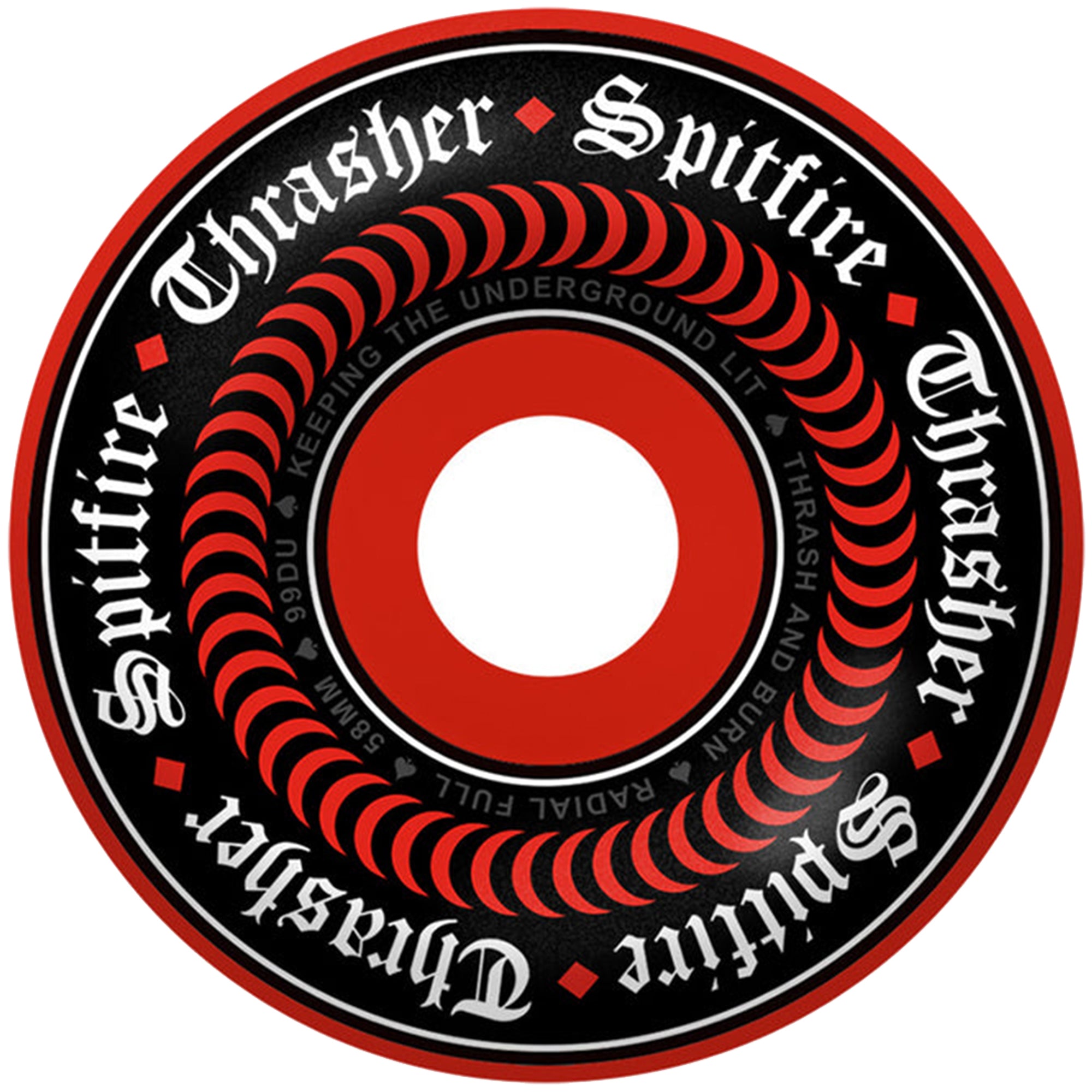 Spitfire x Thrasher Oath Formula Four Radial Full 99du Red Skateboard Wheels 58mm