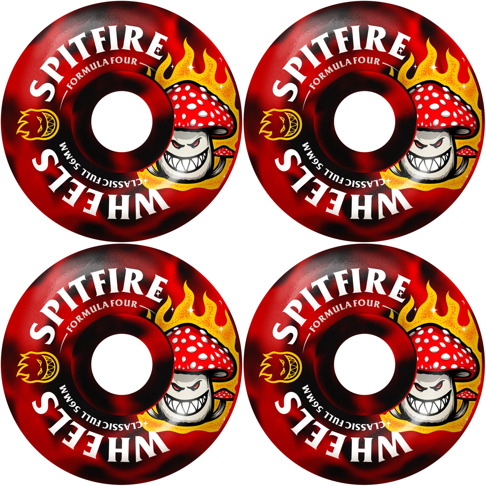 Spitfire Formula Four Shroom Bighead Classic Full 99du Black/Red Swirl Skateboard Wheels 56mm