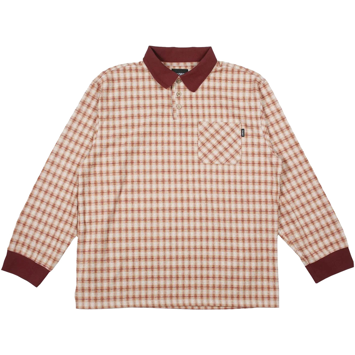 Theories ESP Longsleeve Polo Shirt Peach/Burgundy