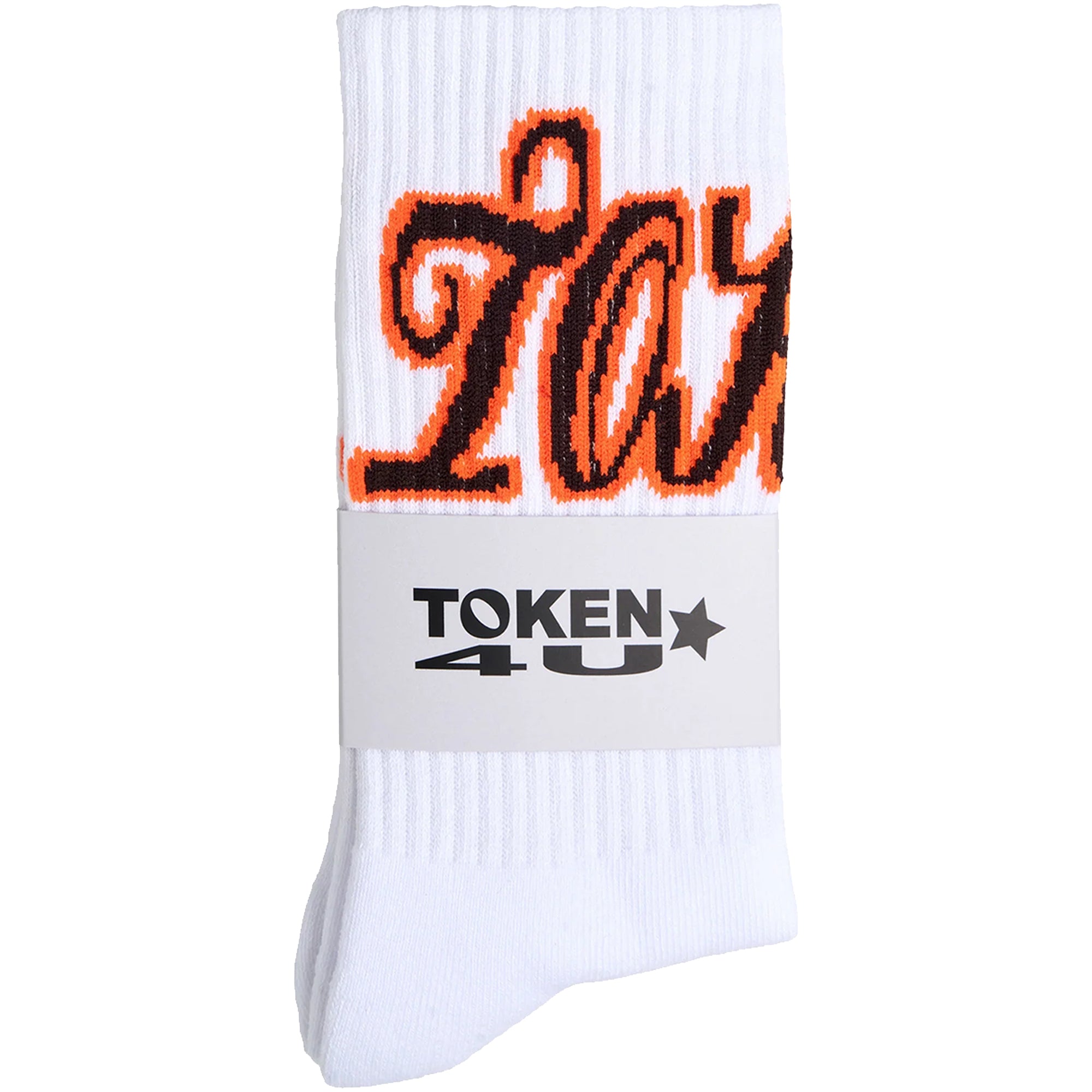 Token NYC Script Socks White/Orange