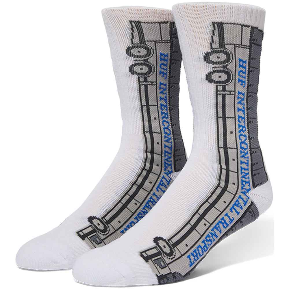 HUF International Transport Crew Socks White