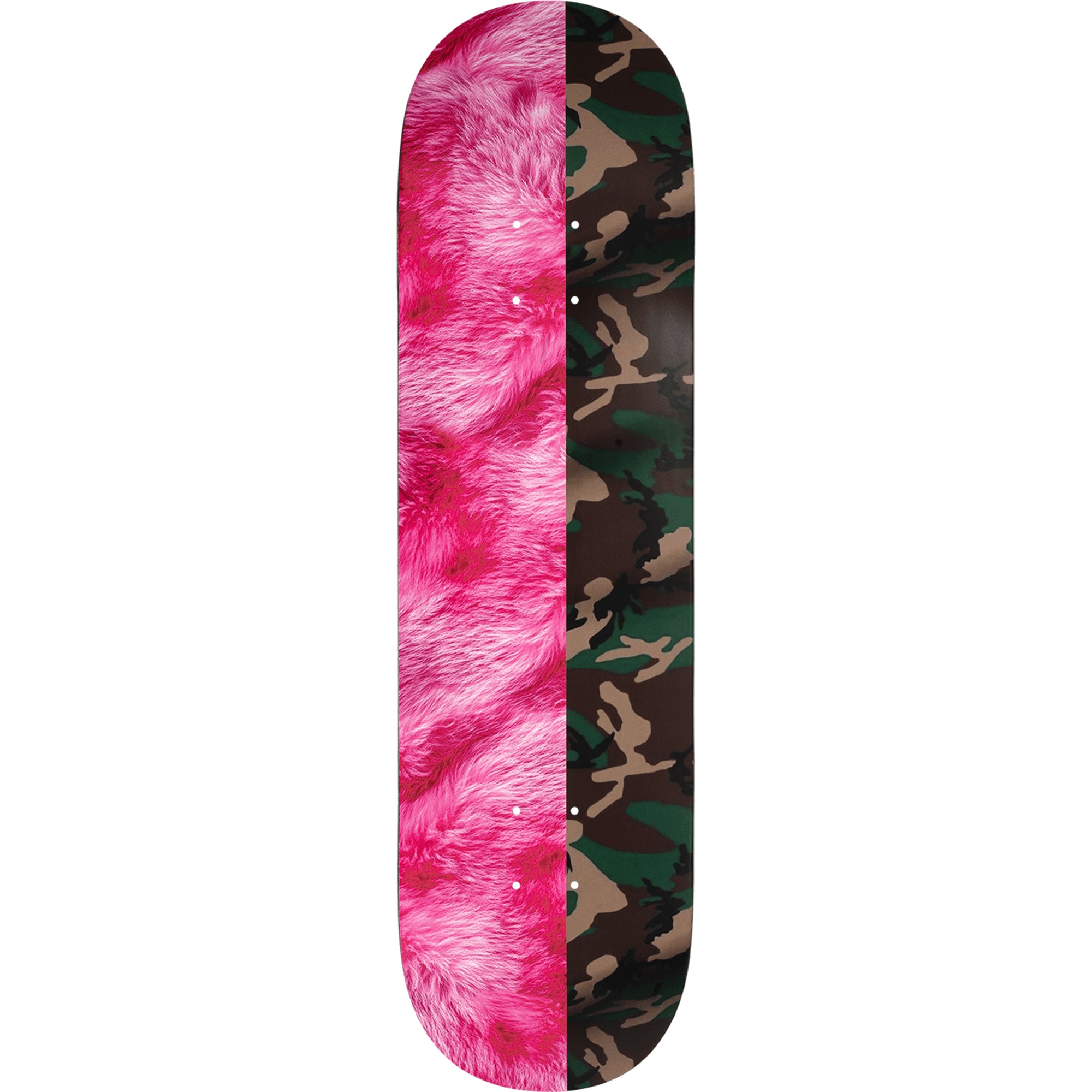 Violet Pink Fur And Camo Skateboard Deck 8.38"