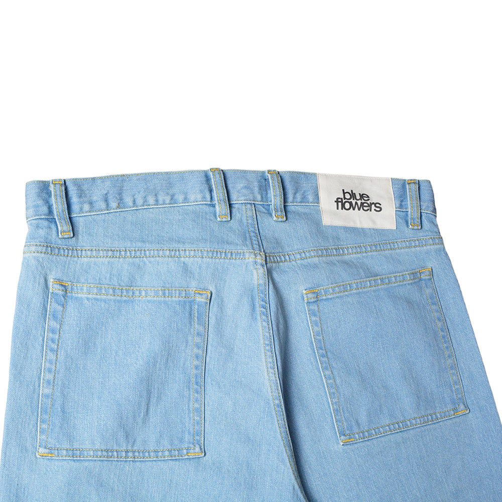 Blue Flowers Denim Jeans Washed Blue