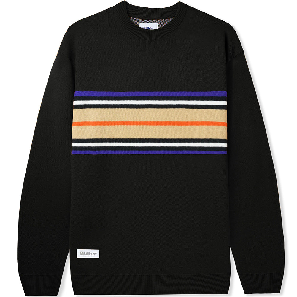 Butter Goods Stripe Knit Sweater Black