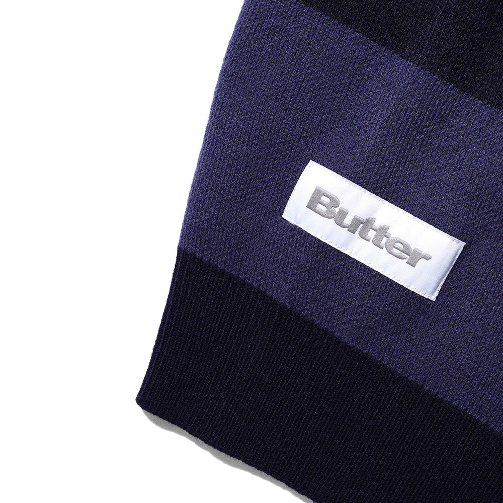 Butter Goods x The Smurfs Flute Stripe Knit Sweater Navy