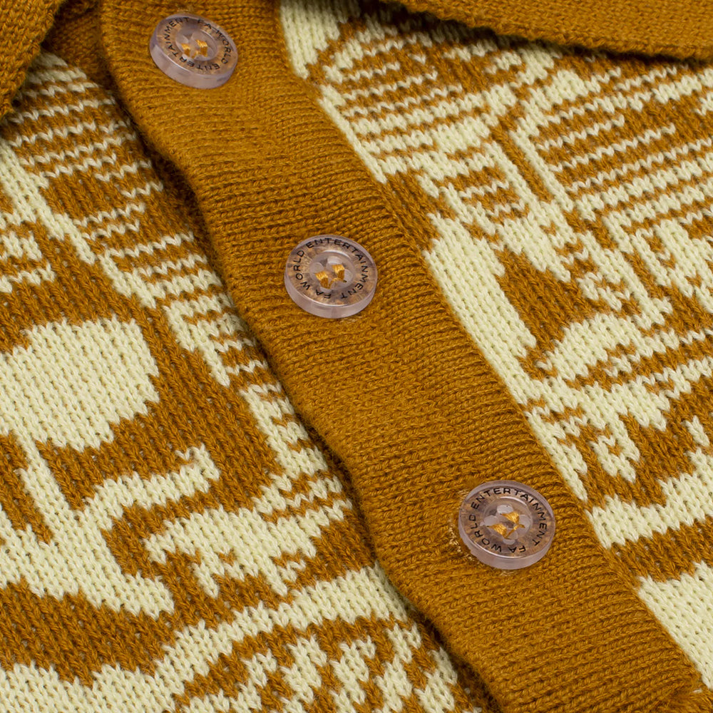 Fucking Awesome Fancy Knit Long Sleeve Polo Sweater Gold/Ivory