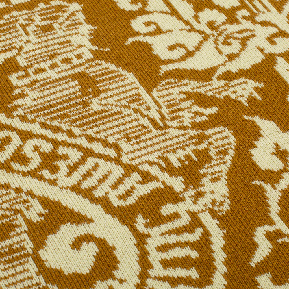 Fucking Awesome Fancy Knit Long Sleeve Polo Sweater Gold/Ivory