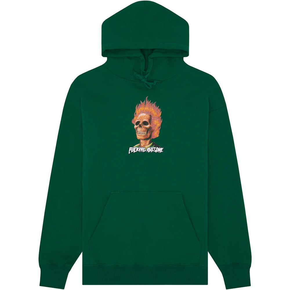 Fucking Awesome Flame Skull Hoodie Dark Green