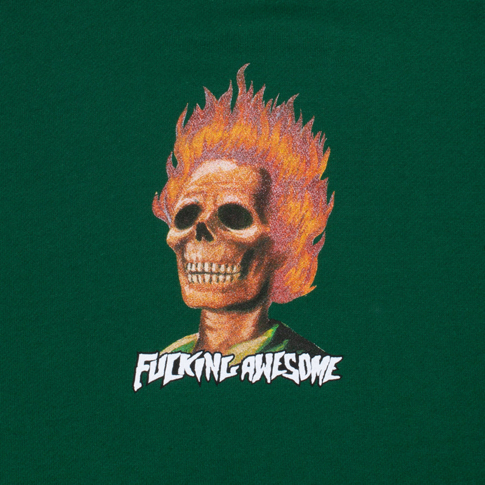 Fucking Awesome Flame Skull Hoodie Dark Green