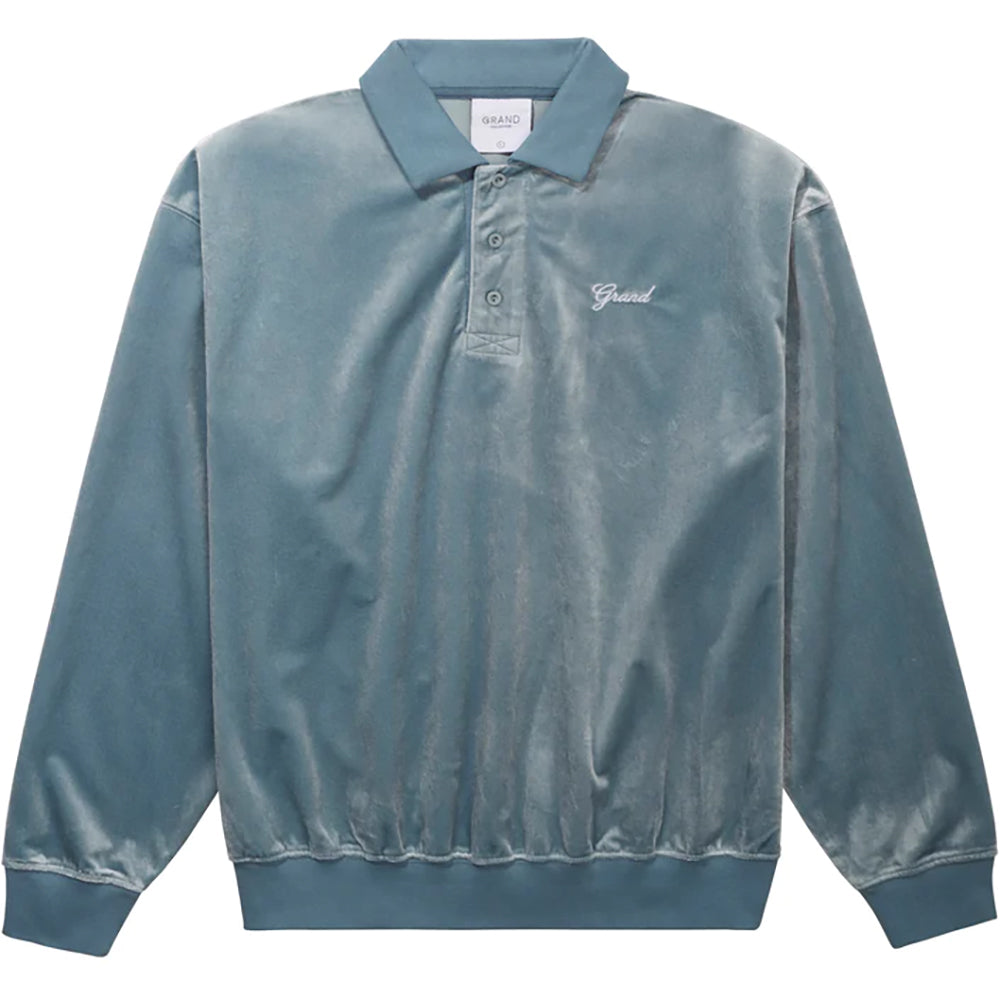 Grand Collection Velour Collared Sweatshirt Powder Blue