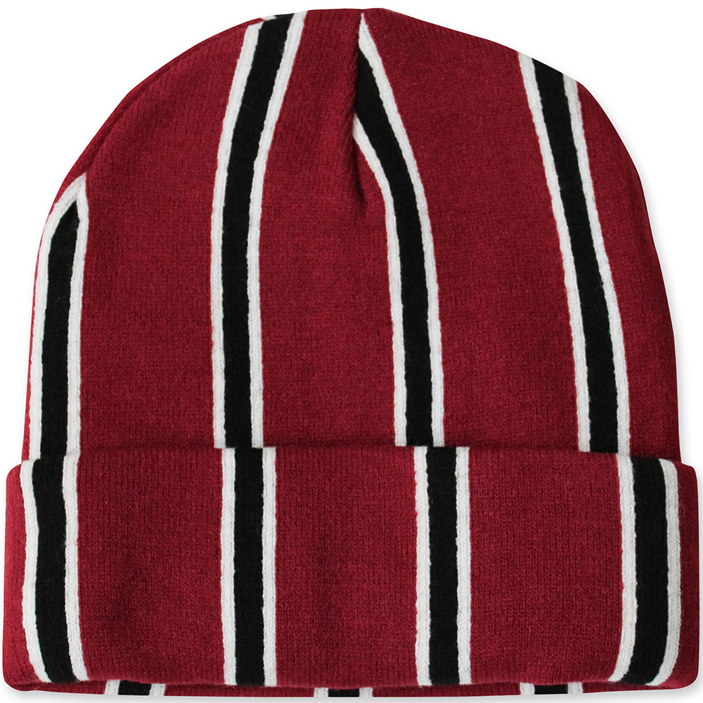 Skateboard Cafe Vertical Stripe Beanie Burgundy/Black/White