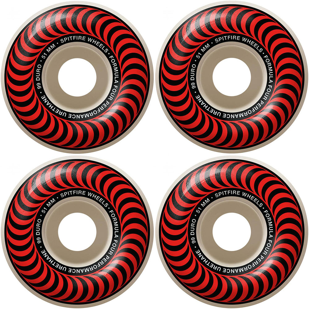 Spitfire Formula Four Classics 99du Red Skateboard Wheels 51mm