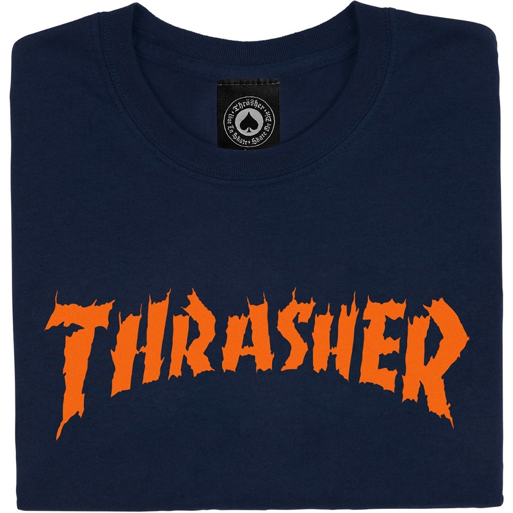 Thrasher Burn It Down T Shirt Navy