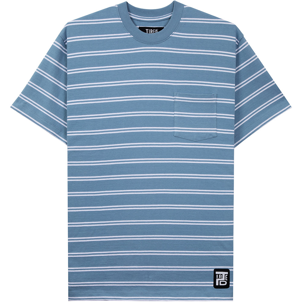 Tired Striped Pocket Tee Bright Blue