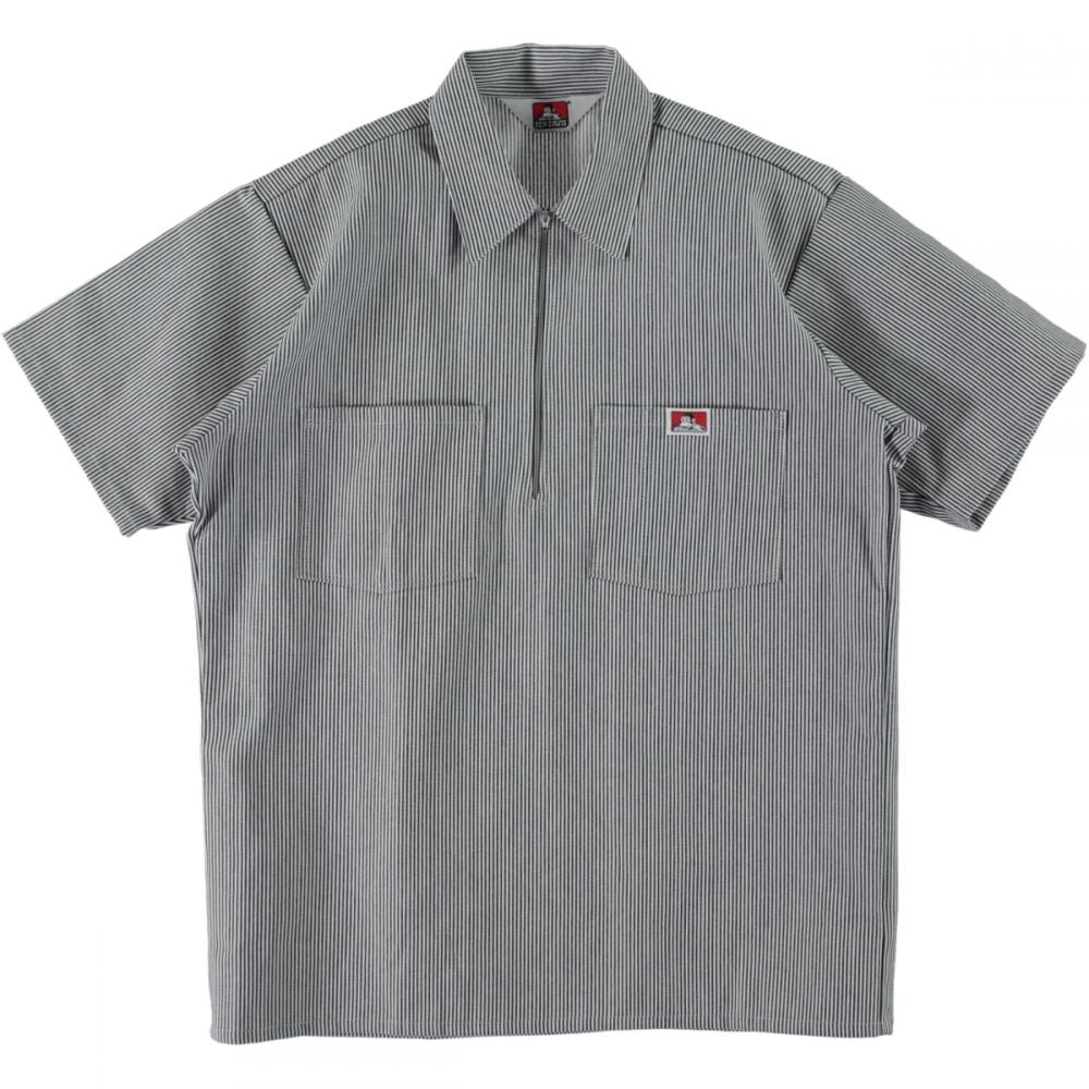 Ben Davis short sleeve half zip work shirt hickory stripe | NOTE shop