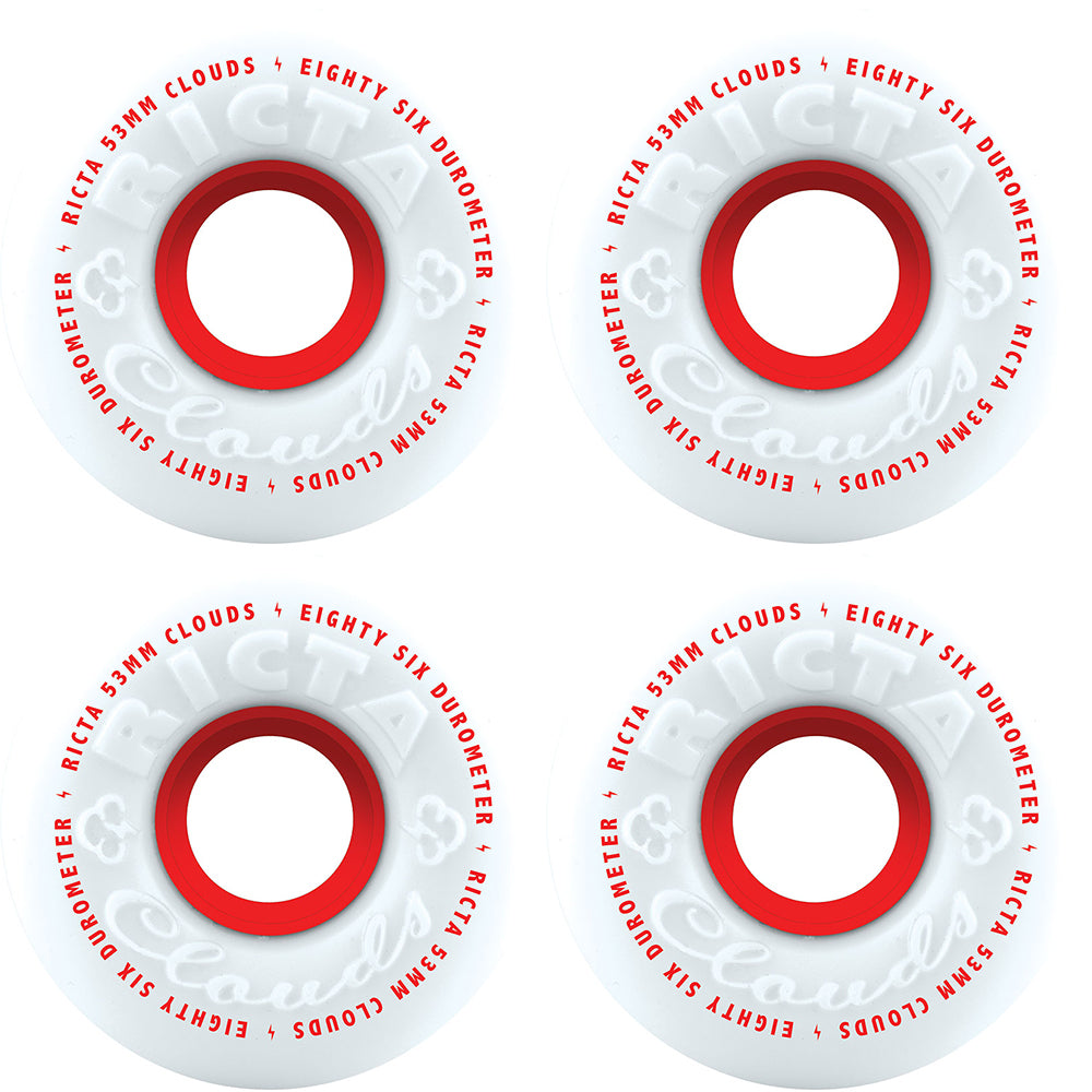 Ricta Clouds Red 86A Skateboard Wheels 53mm