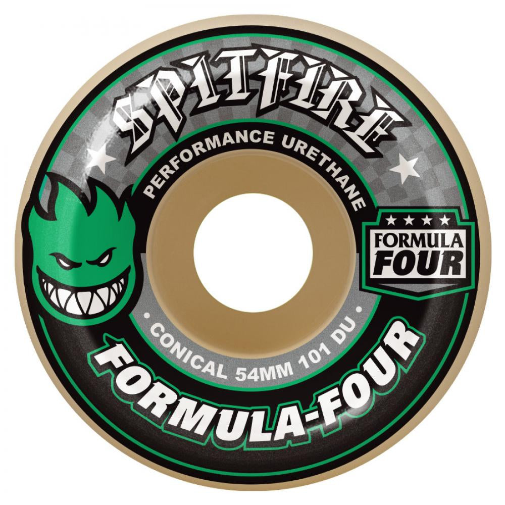 Spitfire Formula Four 101D Conical Green Print Skateboard Wheels 54mm